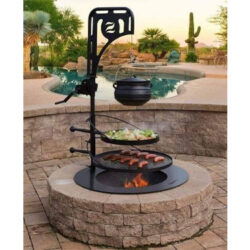Barbecue à foyer rond de diamètre 1.20 m, en granite naturel