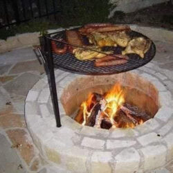 Barbecue à foyer rond de diamètre 1.20 m, en granite naturel