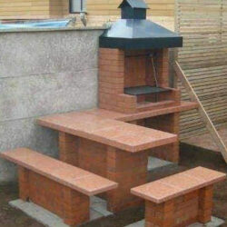 Barbecue simple foyer à cheminée 1.20*0.8*2 m muni d'une table de travail 2*0.8*1.2 m